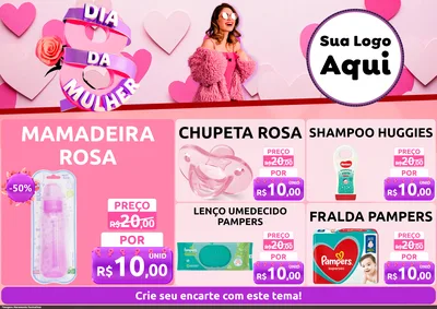 Modelo de Encarte para Encarte A4 Horizontal com o tema Dia da Mulher para Bebês