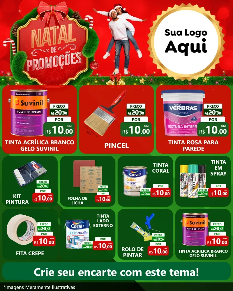 Modelo de Rede Social para Feed Instagram com o tema Natal de Promoções para Tintas e Ferramentas