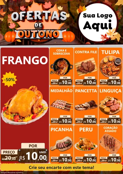 Modelo de Encarte para Encarte A4 Vertical com o tema Ofertas de Outono para Assados