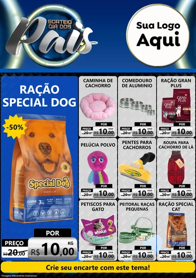 Modelo de Encarte para Encarte A4 Vertical com o tema Sorteio Dia Dos Pais para Pet Shop