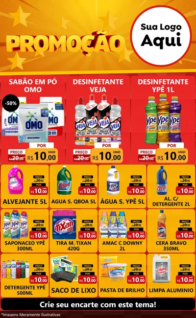 Modelo de Encarte para Encarte Grande com o tema Promoção para Produtos de Limpeza