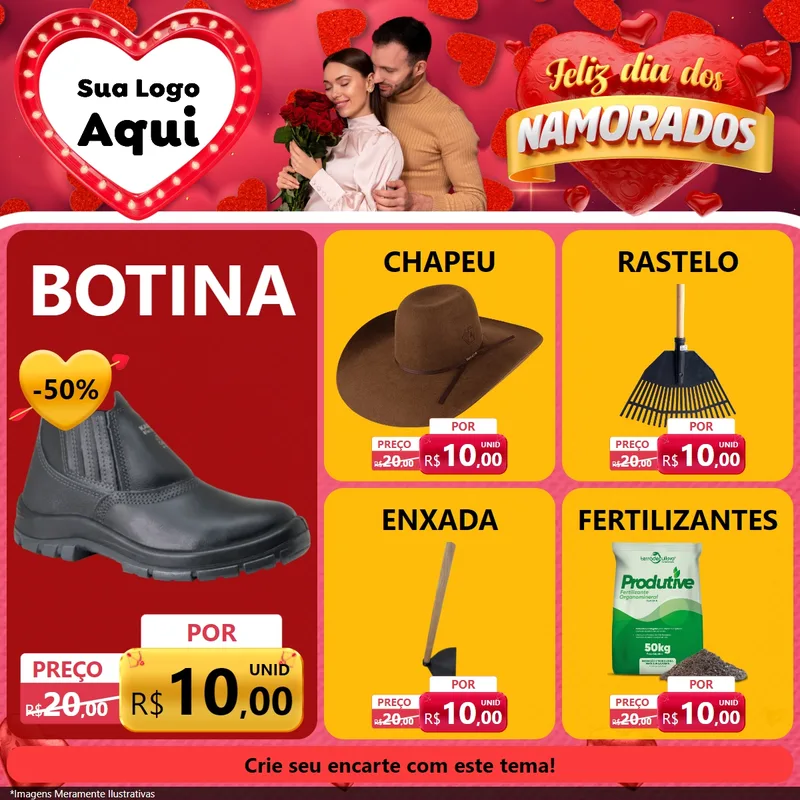 Modelo de Rede Social para Feed Facebook com o tema Feliz Dia Dos Namorados para Agropecuária