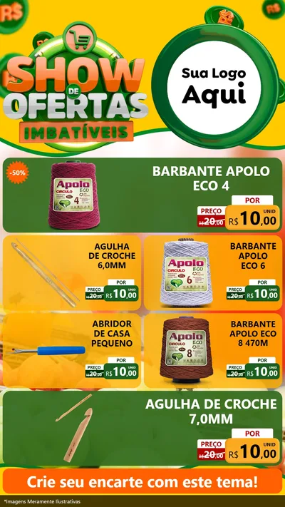 Modelo de TV para TV Vertical com o tema Show de Ofertas Imbatíveis para Armarinho e Aviamentos
