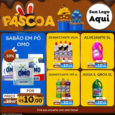 Modelo de Rede Social para Feed Facebook com o tema Páscoa para Produtos de Limpeza