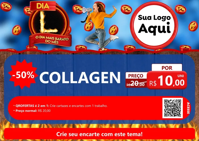Modelo de Cartaz para Cartaz A4 Horizontal com o tema Dia L - O Dia Mais Barato Do Mês para Suplementos alimentares