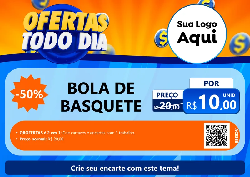 Modelo de Cartaz para Cartaz A4 Horizontal com o tema Ofertas Todo Dia para Artigos Esportivos