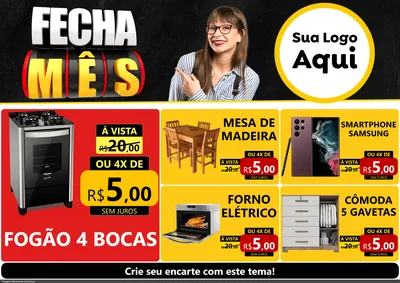 Modelo de Encarte para Encarte A4 Horizontal com o tema Fecha Mês para Móveis e Eletro