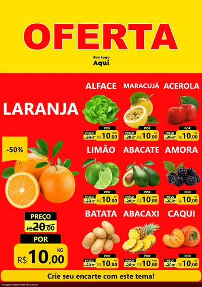 Modelo de Encarte para Encarte A4 Vertical com o tema OFERTA - Vermelho Cartaz para Hortifrúti