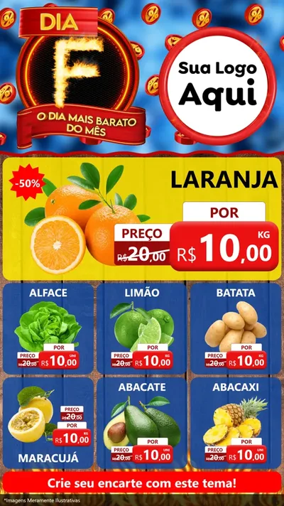 Modelo de Rede Social para Stories com o tema Dia F - O Dia Mais Barato Do Mês para Hortifrúti
