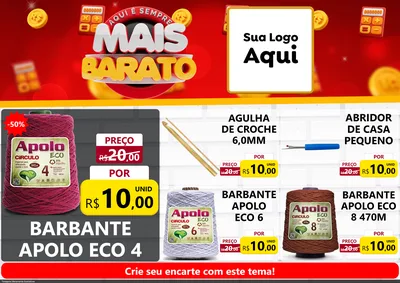 Modelo de Encarte para Encarte A4 Horizontal com o tema Mais Barato para Armarinho e Aviamentos