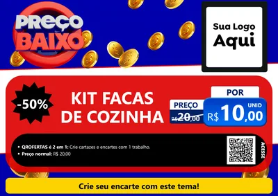 Modelo de Cartaz para Cartaz A4 Horizontal com o tema Preço Baixo para Utilidades Domésticas