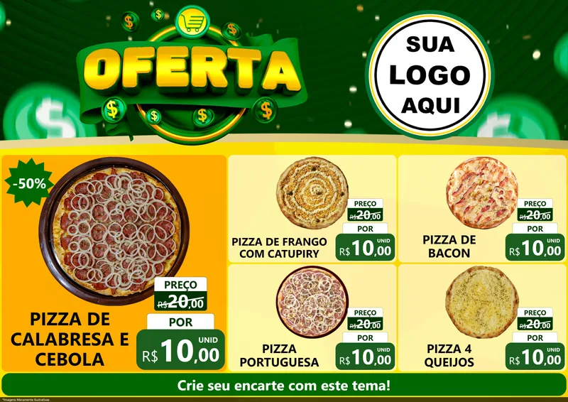 Modelo de Encarte para Encarte A4 Horizontal com o tema Oferta para Pizzaria