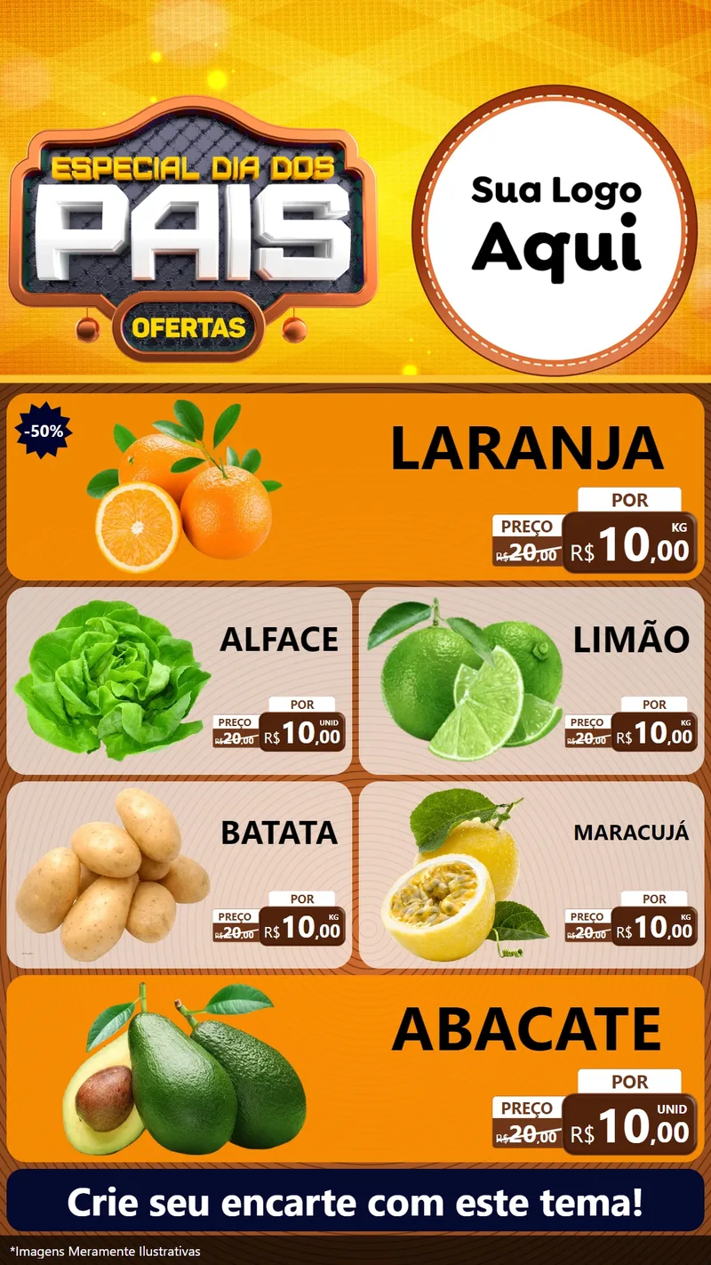 Modelo de TV para TV Vertical com o tema Especial Dia dos Pais para Hortifrúti