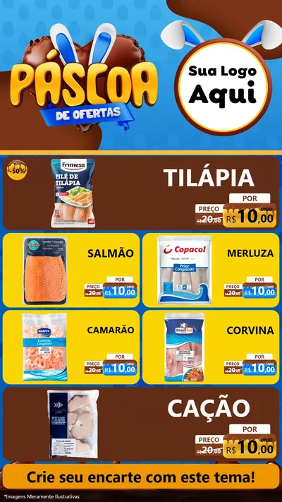 Modelo de TV para TV Vertical com o tema Páscoa de Ofertas para Peixaria