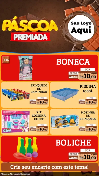 Modelo de TV para TV Vertical com o tema Páscoa Premiada para Brinquedos