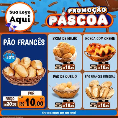 Modelo de Rede Social para Feed Facebook com o tema Promoção Páscoa para Padaria