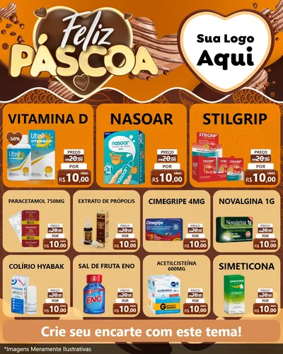 Modelo de Rede Social para Feed Instagram com o tema Feliz Páscoa para Farmácia