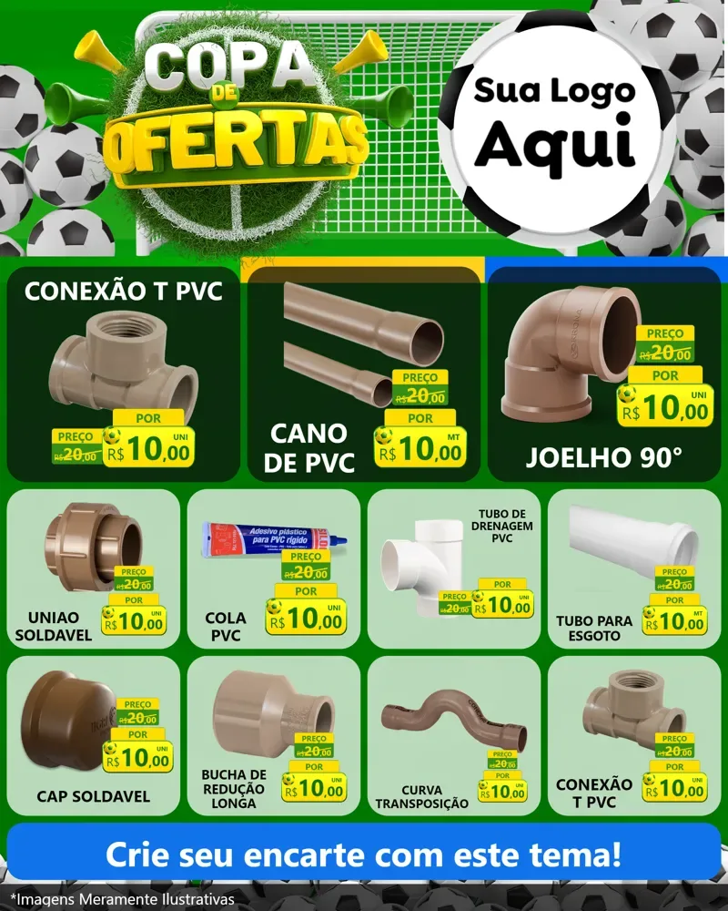 Modelo de Rede Social para Feed Instagram com o tema Copa De Ofertas para Tubos e conexões