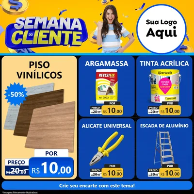 Modelo de Rede Social para Feed Facebook com o tema Semana do Cliente para Material para Construção