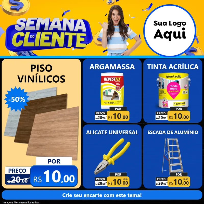 Modelo de Rede Social para Feed Facebook com o tema Semana do Cliente para Material para Construção