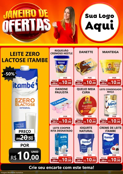 Modelo de Encarte para Encarte A4 Vertical com o tema Janeiro de Ofertas para Frios e Laticínios