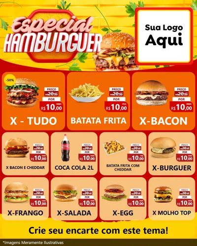 Modelo de Rede Social para Feed Instagram com o tema Especial Hamburguer para Hamburgueria