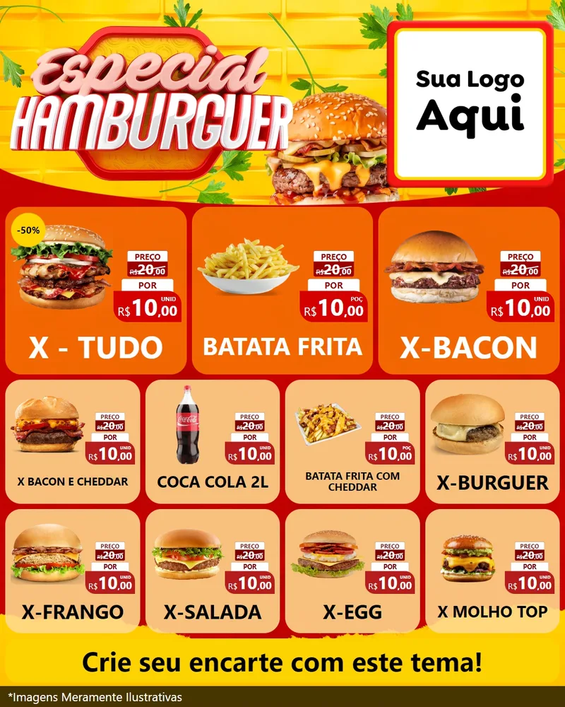 Modelo de Rede Social para Feed Instagram com o tema Especial Hamburguer para Hamburgueria