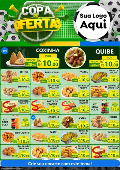 Modelo de Encarte para Encarte A4 Vertical com o tema Copa De Ofertas para Salgadaria