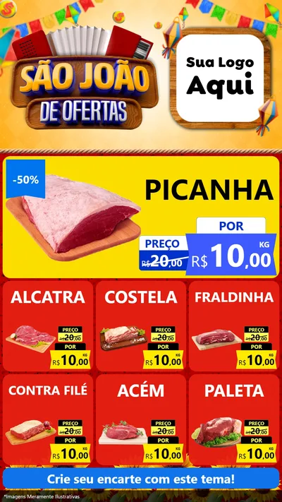 Modelo de Rede Social para Stories com o tema São João de Ofertas para Açougue