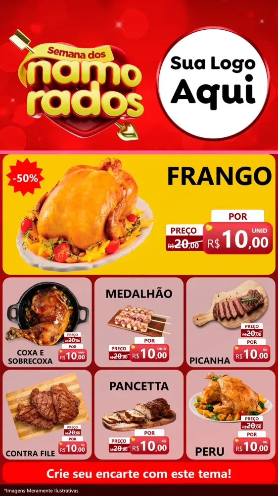 Modelo de Rede Social para Stories com o tema Semana dos namorados para Assados