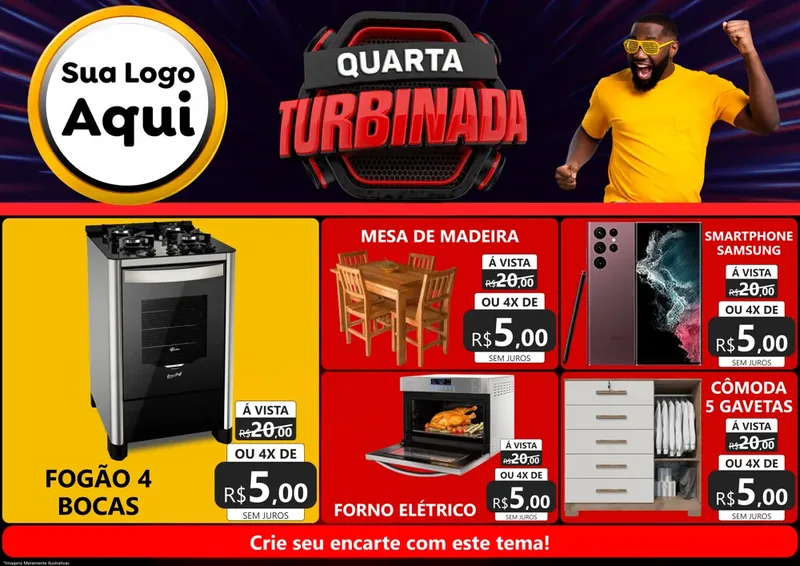 Modelo de Encarte para Encarte A4 Horizontal com o tema Quarta Turbinada para Móveis e Eletro