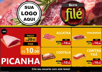 Modelo de Encarte para Encarte A4 Horizontal com o tema Sexta Filé para Açougue