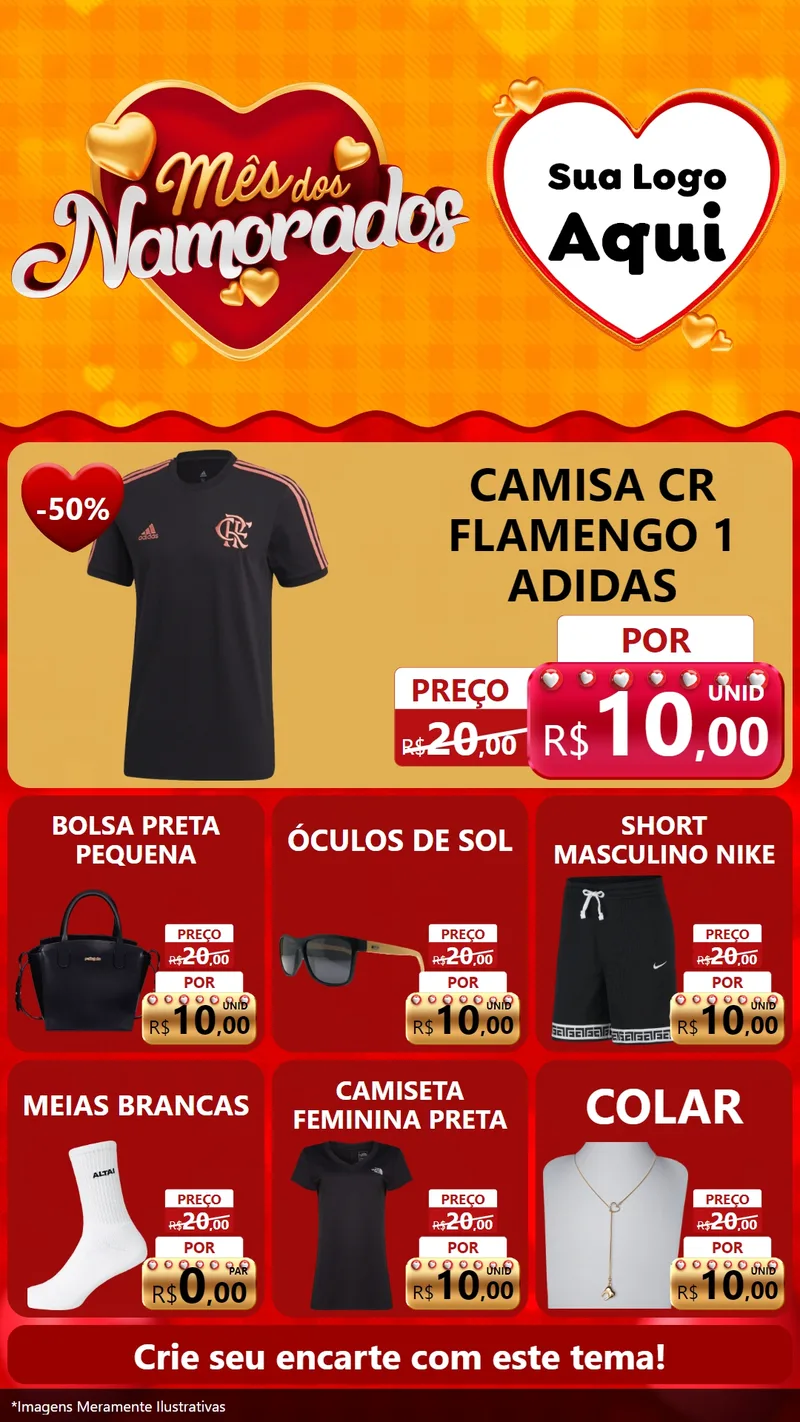 Modelo de Rede Social para Stories com o tema Mês dos Namorados para Roupas e acessórios