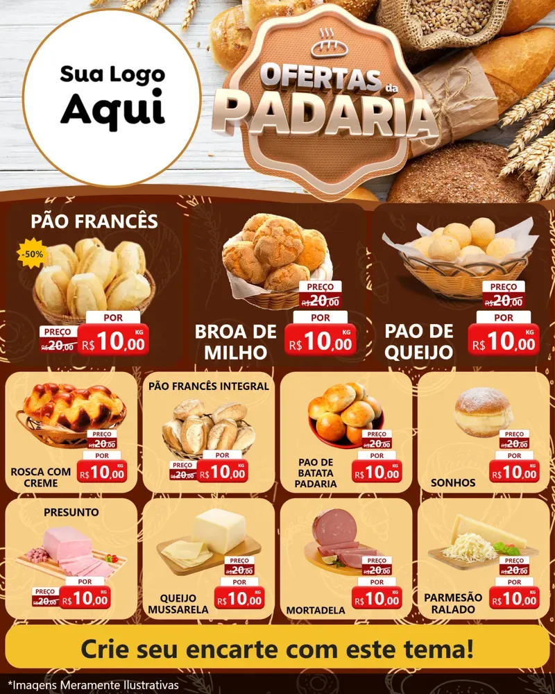 Modelo de Rede Social para Feed Instagram com o tema Ofertas da Padaria para Padaria