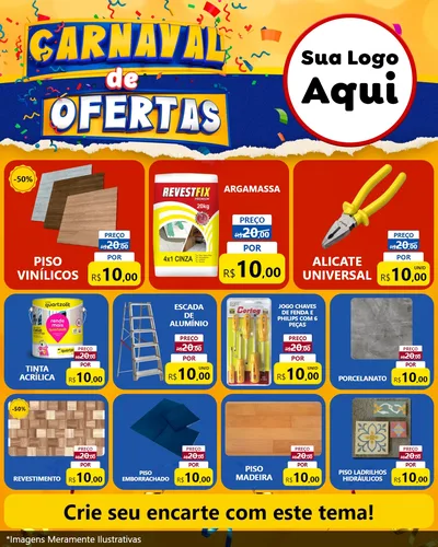 Modelo de Rede Social para Feed Instagram com o tema Carnaval de Ofertas para Material para Construção