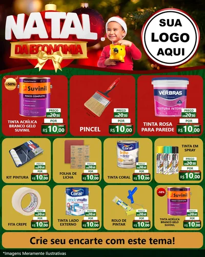 Modelo de Rede Social para Feed Instagram com o tema Natal da Economia para Tintas e Ferramentas