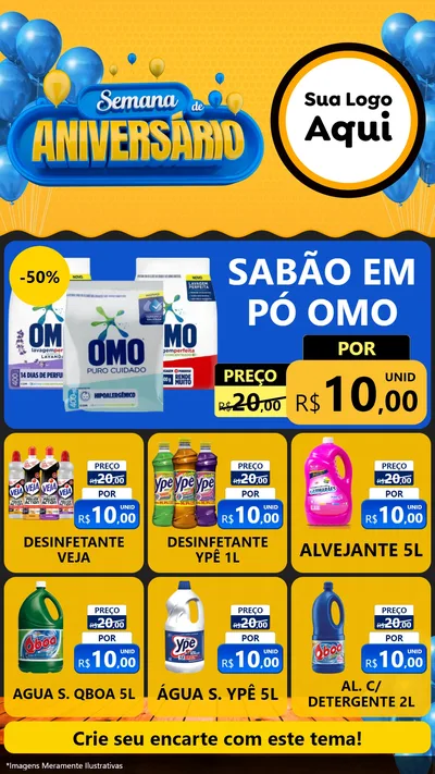 Modelo de Rede Social para Stories com o tema Semana de Aniversário para Produtos de Limpeza