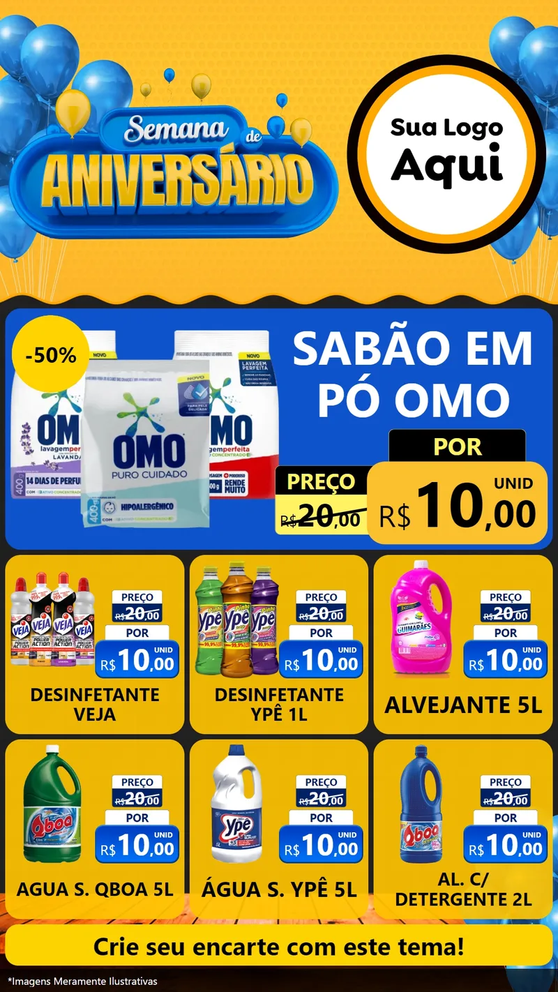 Modelo de Rede Social para Stories com o tema Semana de Aniversário para Produtos de Limpeza