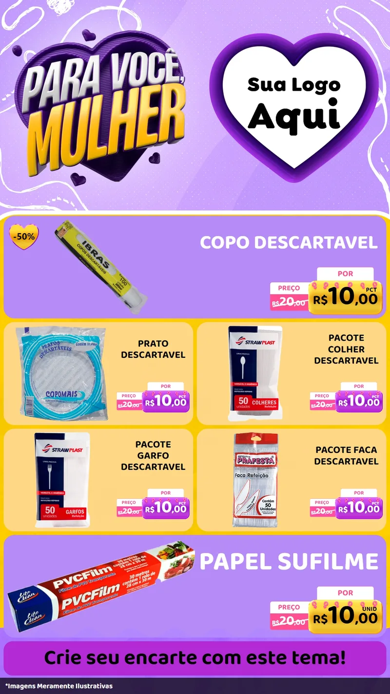 Modelo de TV para TV Vertical com o tema Para Você, Mulher para Embalagens