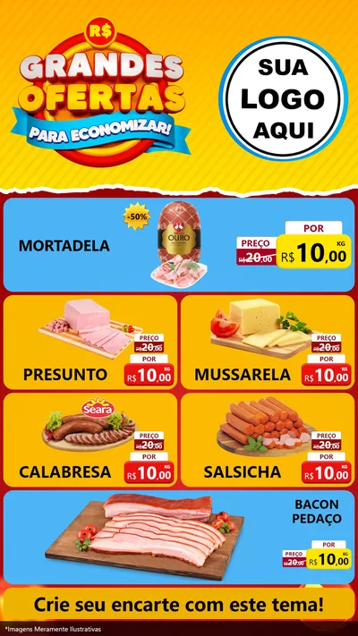 Modelo de TV para TV Vertical com o tema Grandes Ofertas Para Economizar! para Frios e Laticínios