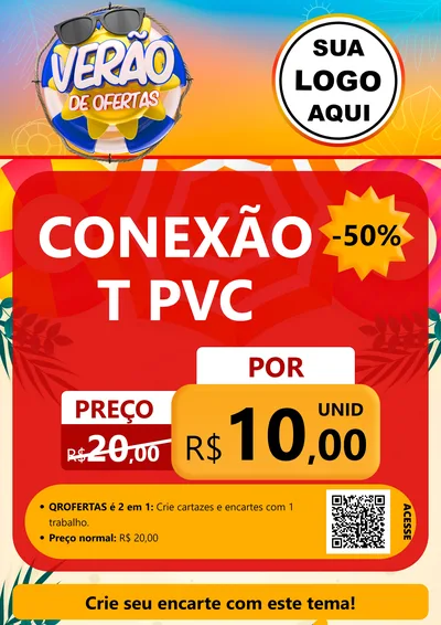 Modelo de Cartaz para Cartaz A4 Vertical com o tema Verão de Ofertas para Tubos e conexões