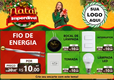 Modelo de Encarte para Encarte A4 Horizontal com o tema Natal Imperdível para Materiais Elétricos