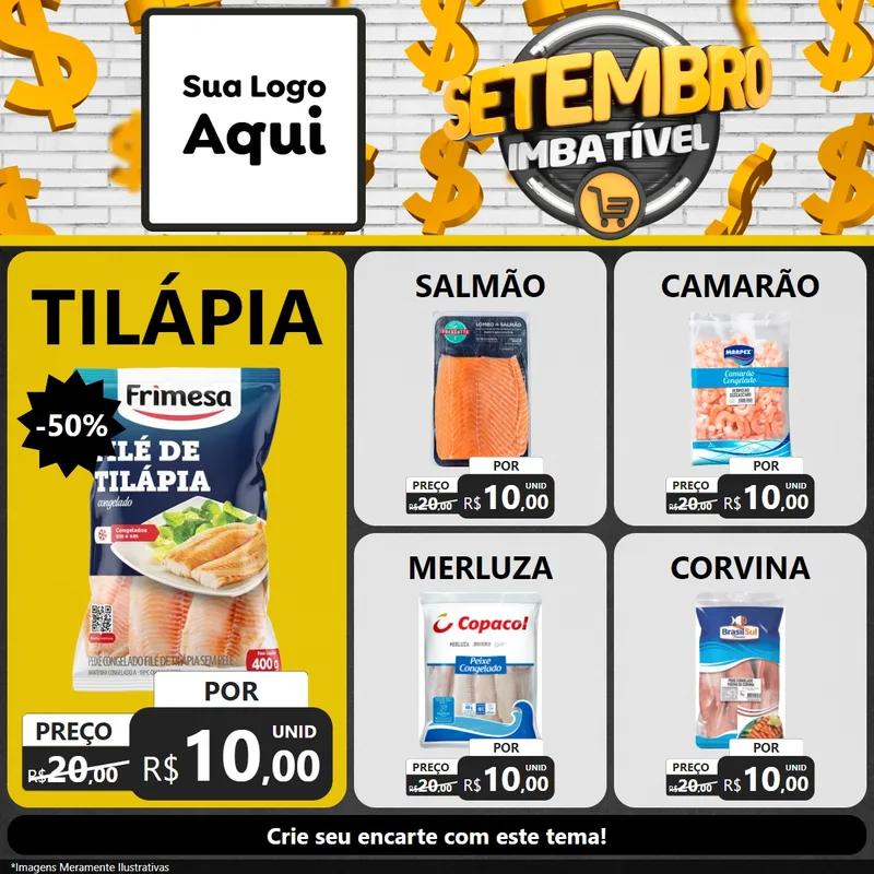 Modelo de Rede Social para Feed Facebook com o tema Setembro Imbatível para Peixaria