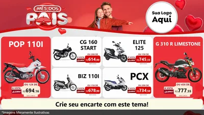 Modelo de TV para TV Horizontal com o tema Mês dos Pais para Concessionaria de Motos
