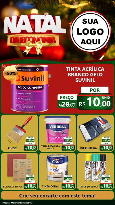 Modelo de Rede Social para Stories com o tema Natal da Economia para Tintas e Ferramentas