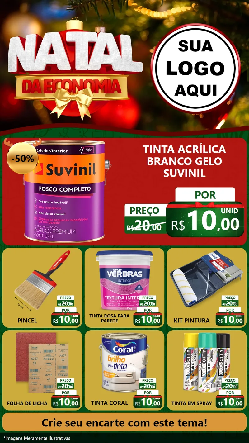 Modelo de Rede Social para Stories com o tema Natal da Economia para Tintas e Ferramentas