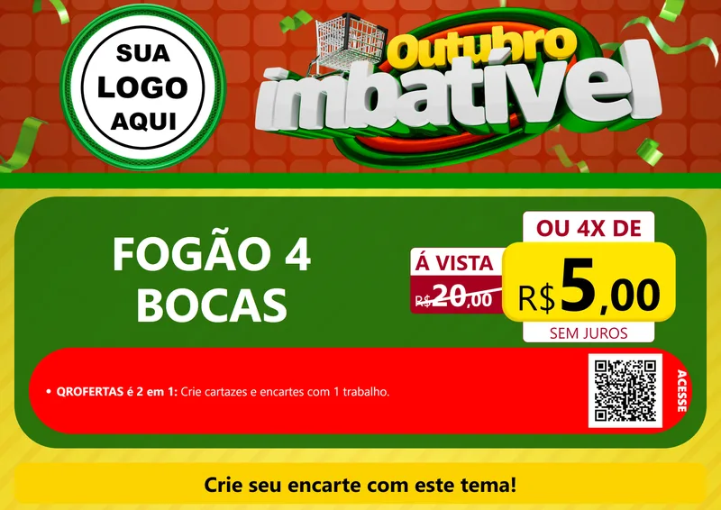 Modelo de Cartaz para Cartaz A4 Horizontal com o tema Outubro Imbatível para Móveis e Eletro