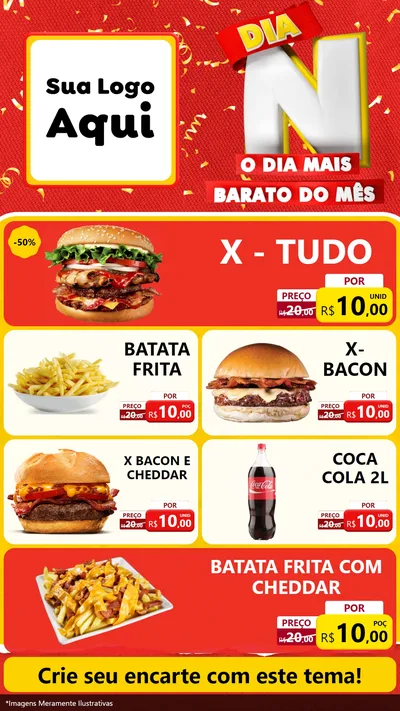 Modelo de TV para TV Vertical com o tema Dia N o Dia Mais Barato do Mês para Hamburgueria