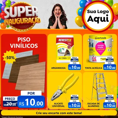 Modelo de Rede Social para Feed Facebook com o tema Super Inauguração para Material para Construção