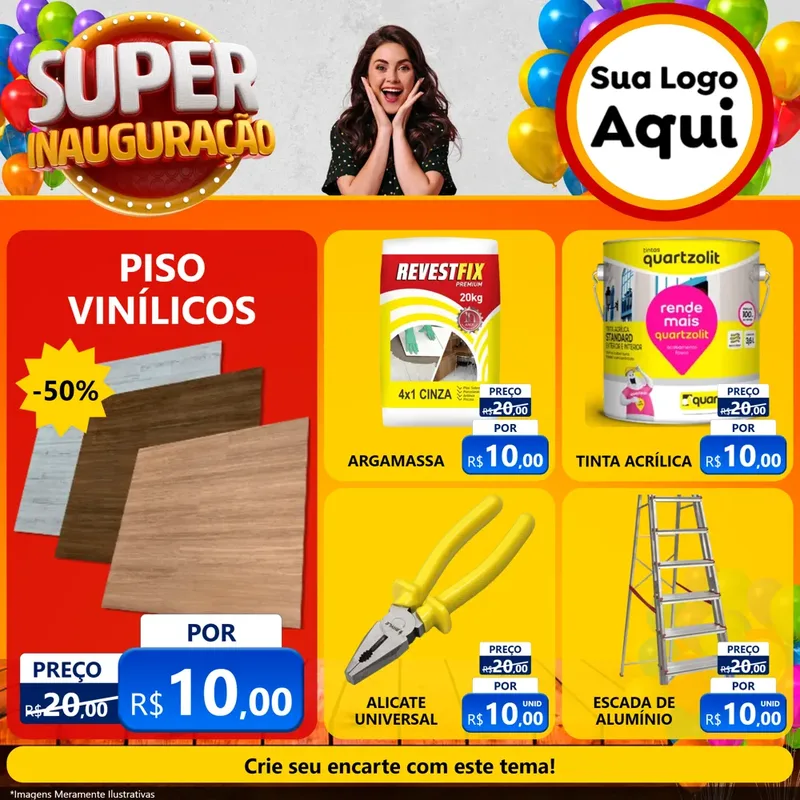 Modelo de Rede Social para Feed Facebook com o tema Super Inauguração para Material para Construção
